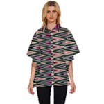 Pattern Zigzag Stripe Design Women s Batwing Button Up Shirt