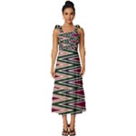 Pattern Zigzag Stripe Design Tie-Strap Tiered Midi Chiffon Dress