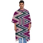 Pattern Zigzag Stripe Design Men s Hooded Rain Ponchos