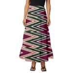 Pattern Zigzag Stripe Design Tiered Ruffle Maxi Skirt