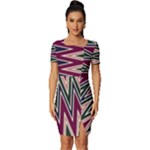 Pattern Zigzag Stripe Design Fitted Knot Split End Bodycon Dress