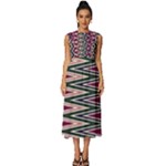 Pattern Zigzag Stripe Design Sleeveless Round Neck Midi Dress