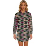 Pattern Zigzag Stripe Design Womens Long Sleeve Shirt Dress