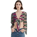 Pattern Zigzag Stripe Design Trumpet Sleeve Cropped Top