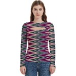 Pattern Zigzag Stripe Design Women s Cut Out Long Sleeve T-Shirt