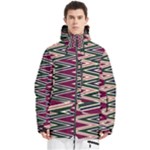 Pattern Zigzag Stripe Design Men s Multi Pockets Zip Ski and Snowboard Waterproof Breathable Jacket