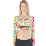 Leaves Pattern Seamless Texture Long Sleeve Crop Top