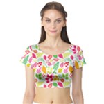 Leaves Pattern Seamless Texture Short Sleeve Crop Top