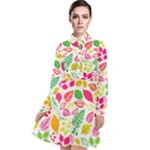 Leaves Pattern Seamless Texture Long Sleeve Chiffon Shirt Dress