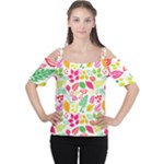 Leaves Pattern Seamless Texture Cutout Shoulder T-Shirt