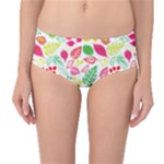 Leaves Pattern Seamless Texture Mid-Waist Bikini Bottoms