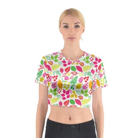 Leaves Pattern Seamless Texture Cotton Crop Top from ArtsNow.com