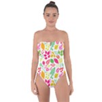 Leaves Pattern Seamless Texture Tie Back One Piece Swimsuit