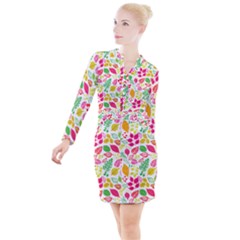 Button Long Sleeve Dress 