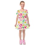 Leaves Pattern Seamless Texture Kids  Short Sleeve Velvet Dress