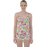 Leaves Pattern Seamless Texture Tie Front Two Piece Tankini