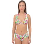 Leaves Pattern Seamless Texture Double Strap Halter Bikini Set