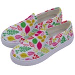 Leaves Pattern Seamless Texture Kids  Canvas Slip Ons