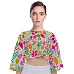 Tie Back Butterfly Sleeve Chiffon Top 