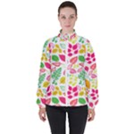 Leaves Pattern Seamless Texture Women s High Neck Windbreaker