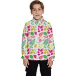 Leaves Pattern Seamless Texture Kids  High Neck Windbreaker