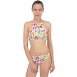 Leaves Pattern Seamless Texture Halter Bikini Set