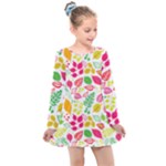 Leaves Pattern Seamless Texture Kids  Long Sleeve Dress