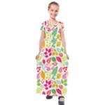 Leaves Pattern Seamless Texture Kids  Short Sleeve Maxi Dress