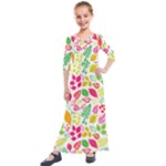 Leaves Pattern Seamless Texture Kids  Quarter Sleeve Maxi Dress