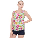 Leaves Pattern Seamless Texture Bubble Hem Chiffon Tank Top