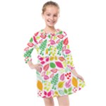 Leaves Pattern Seamless Texture Kids  Quarter Sleeve Shirt Dress