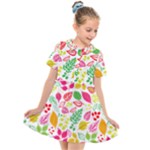 Leaves Pattern Seamless Texture Kids  Short Sleeve Shirt Dress