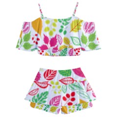 Kids  Off Shoulder Skirt Bikini 