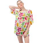 Leaves Pattern Seamless Texture Oversized Chiffon Top