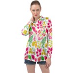 Leaves Pattern Seamless Texture Long Sleeve Satin Shirt