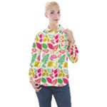 Leaves Pattern Seamless Texture Women s Long Sleeve Pocket Shirt