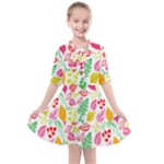 Leaves Pattern Seamless Texture Kids  All Frills Chiffon Dress