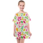 Leaves Pattern Seamless Texture Kids  One Piece Chiffon Dress