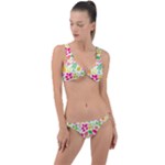 Leaves Pattern Seamless Texture Ring Detail Crop Bikini Set