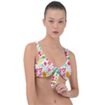 Leaves Pattern Seamless Texture Front Tie Bikini Top