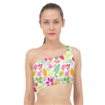 Leaves Pattern Seamless Texture Spliced Up Bikini Top 