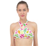 Leaves Pattern Seamless Texture High Neck Bikini Top