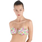 Leaves Pattern Seamless Texture Twist Bandeau Bikini Top