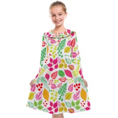 Leaves Pattern Seamless Texture Kids  Midi Sailor Dress from ArtsNow.com