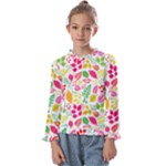 Leaves Pattern Seamless Texture Kids  Frill Detail T-Shirt