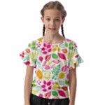 Leaves Pattern Seamless Texture Kids  Cut Out Flutter Sleeves