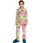 Leaves Pattern Seamless Texture Kids  Long Sleeve Velvet Pajamas Set