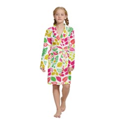 Leaves Pattern Seamless Texture Kids  Long Sleeve Velvet Lounge Robe from ArtsNow.com