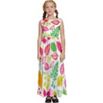 Leaves Pattern Seamless Texture Kids  Satin Sleeveless Maxi Dress