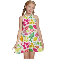 Kids  Halter Collar Waist Tie Chiffon Dress 